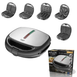 Adler AD 3040 Sandwichmaker 5in1 Kontaktgrill Waffeleisen Nuss-Maker -Haushaltsgeräte Geschäft adler ad 3040 sandwichmaker 5in1 kontaktgrill waffeleisen nuss maker8