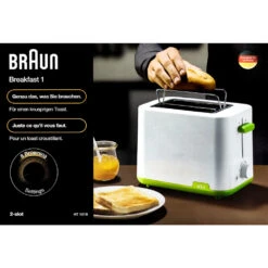Braun HT1010GR 2-Scheiben-Toaster Weiß/grün