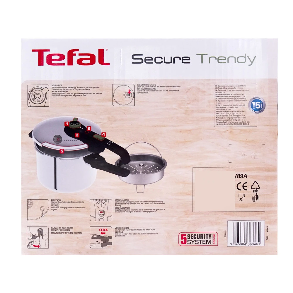 Tefal P2580702 Secure Trendy 6 L Schnellkochtopf Mit Dampfeinsatz 4 Tefal P2580702 Secure Trendy 6 L Schnellkochtopf Mit Dampfeinsatz – Bild 2