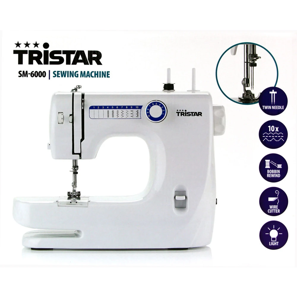 Tristar SM-6000 Nähmaschine Weiß 10 Vorprogrammierte Stichmuster 3 Tristar SM-6000 Nähmaschine Weiß 10 Vorprogrammierte Stichmuster
